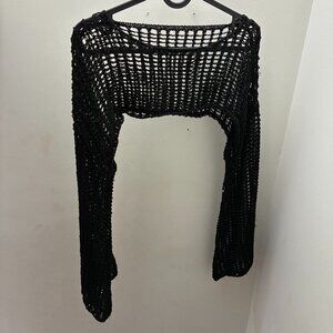 Net long sleeve cover up top
